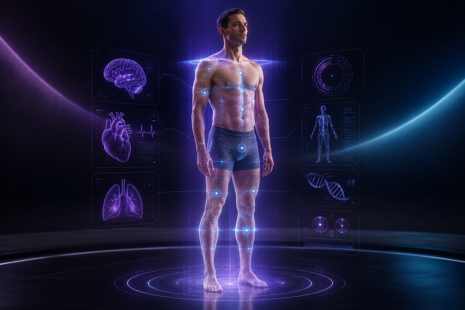 Futuristic AI health scan visualization